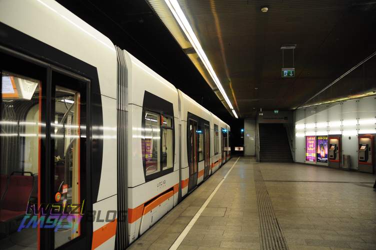 The tram station at the Linz main station.