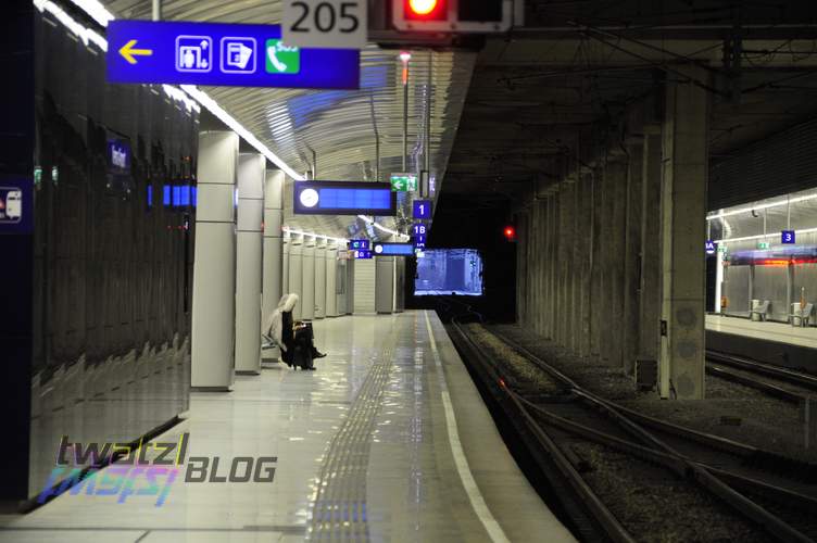 The underground station at Vienna International Airport.