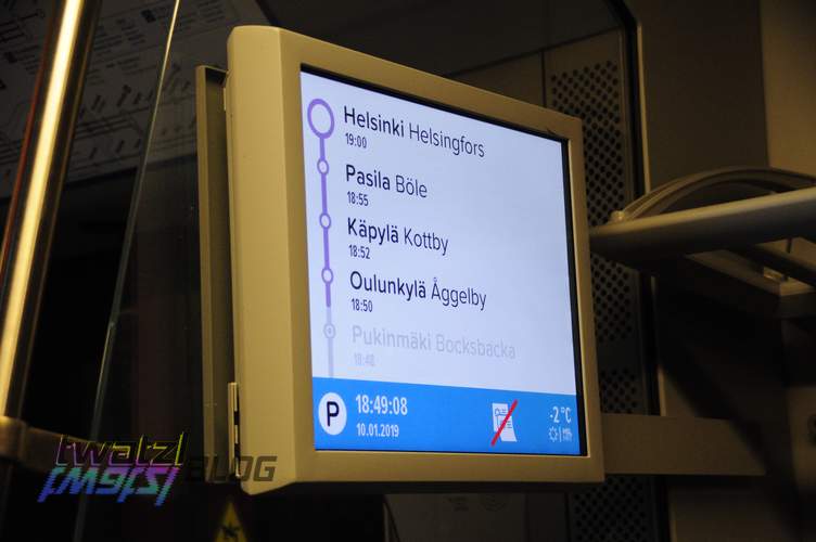 Information displays in the trains