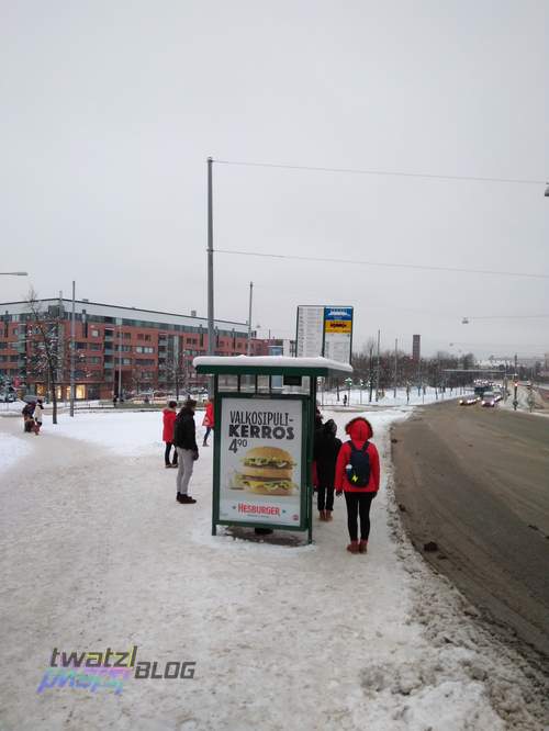 The bus stop at Kumpula Kampus.