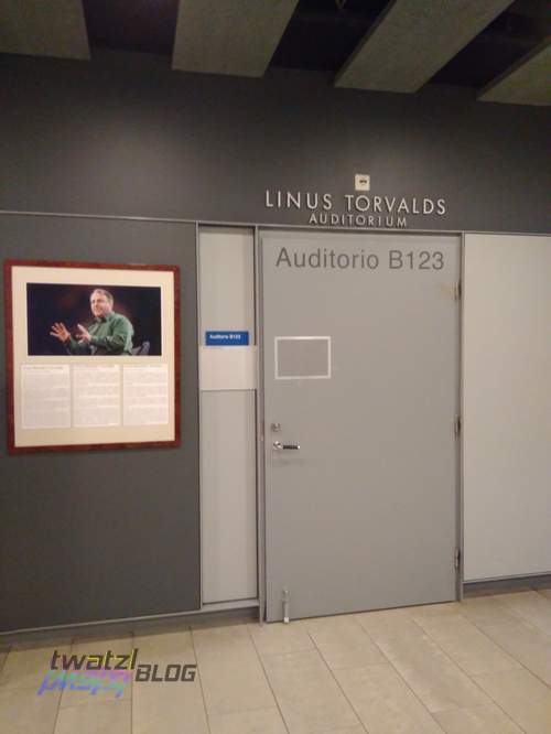 Linus Torvalds Auditorium is located in Exactum.